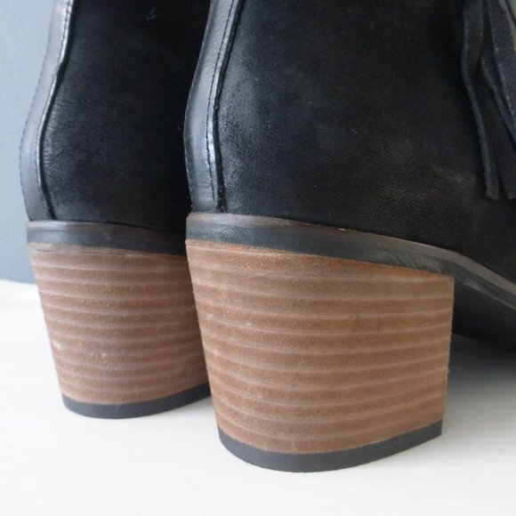 Crevo Autumn Black Ankle Boots Tan Heel - Picture 8 of 12